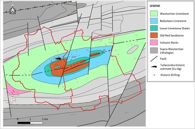 Exhibit 2. Plan Map of the Tullacondra Cu-Ag Prospect (100%-interest), Ireland (CNW Group/Group Eleven Resources Corp.)