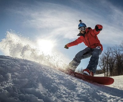 Snowboarding at Frost Fire Ski Resort in Walhalla, North Dakota.