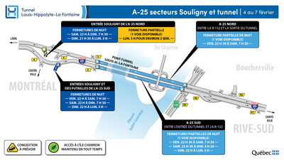 A-25 secteurs Souligny et tunnel (Groupe CNW/Ministère des Transports)