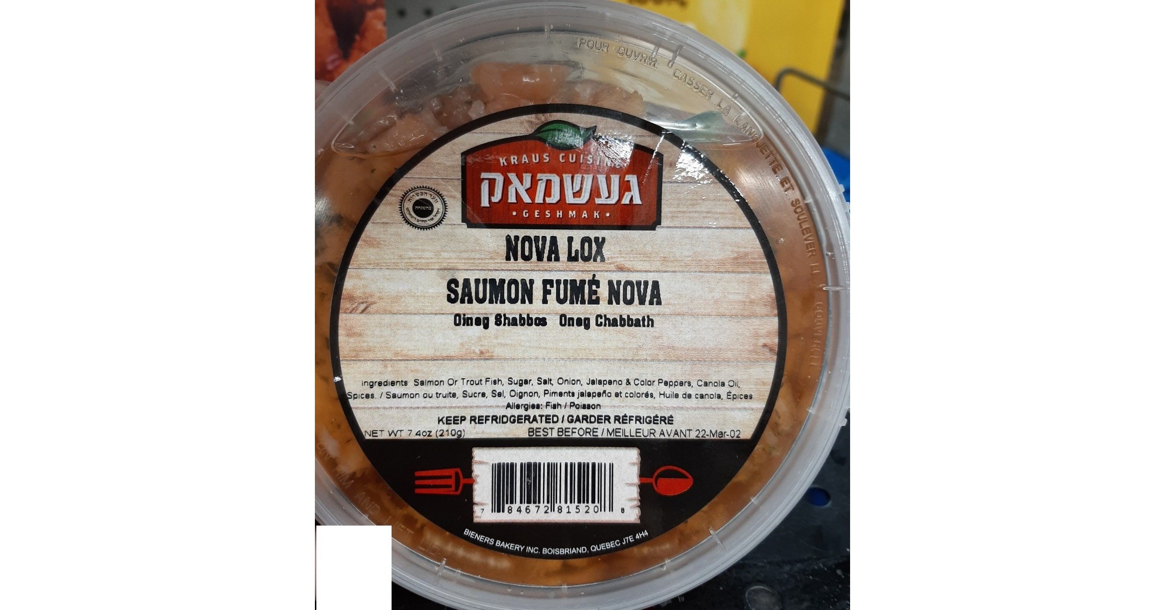 Avis de ne pas consommer du saumon fumé Nova vendu par le supermarché