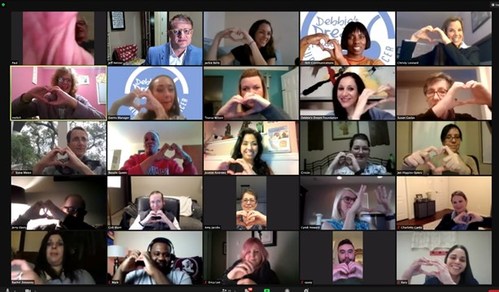 Participants of Debbie's Dream Foundation 9th Annual Virtual Stomach Cancer Advocacy Day during the post-event virtual happy hour in 2021.