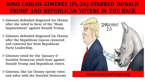 Florida RINO Carlos Gimenez (FL-26) Betrayed Donald Trump and Republican Voters, Says America First Political Committee