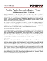 Pembina Pipeline Corporation Declares February 2022 Common Share Dividend (CNW Group/Pembina Pipeline Corporation)