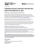 CANADIAN UTILITIES TO RELEASE YEAR END 2021 RESULTS ON FEBRUARY 23, 2022 (CNW Group/ATCO Ltd.)