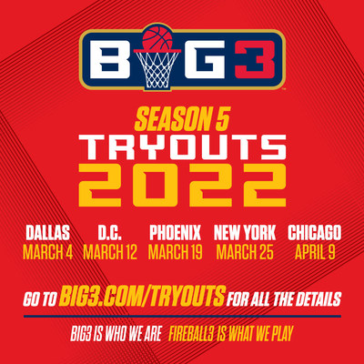 BIG3 ANNOUNCES EXPANDED OPEN TRYOUTS AHEAD OF FIFTH SEASON