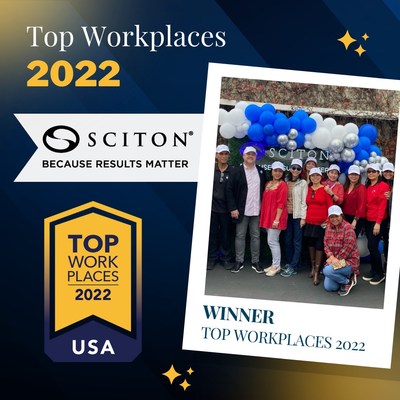 Sciton named as a Top Workplace in 2022.