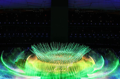 Parte de la presentación en la ceremonia de apertura de los Juegos Olímpicos de Invierno de 2022 en el Estadio Nacional de Pekín, China, 4 de febrero de 2022. /Agencia de noticias Xinhua (PRNewsfoto/CGTN)