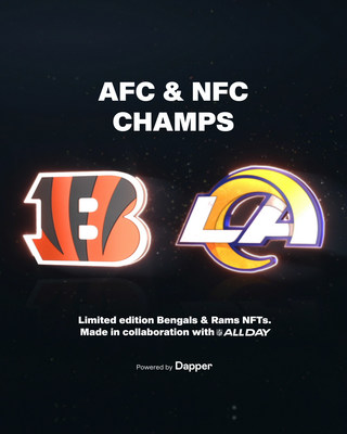 Dapper Labs Announces Limited Edition AFC/NFC Conference Champion NFTs Featuring NFL Clubs Cincinnati Bengals and Los Angeles Rams and the Super Bowl Champions (CNW Group/Dapper Labs, Inc.)