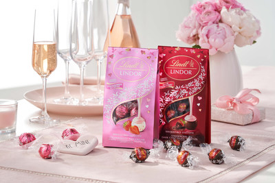 Lindt LINDOR Strawberries & Cream and Dark Strawberry truffles are the perfect pairing to celebrate with this Valentine's Day.