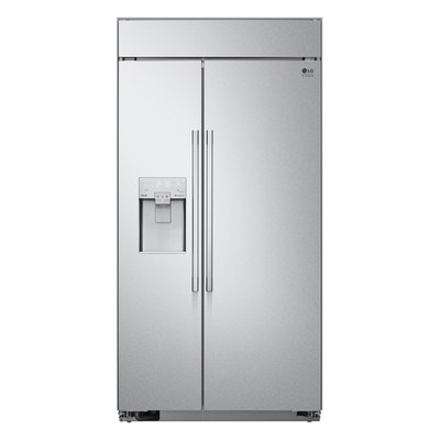 The LG STUDIO Ultra-Large Capacity Smart Side-by-Side Built-in Refrigerator blends in seamlessly with any kitchen design, providing next level technology and more storage space.