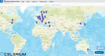 Log4j Coverage from Government Cybersecurity Organizations, from Celerium's Ransomware Readiness Network Log4j Global Coverage