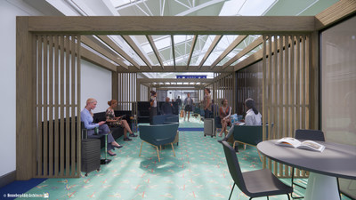 A look inside Alaska Airlines new patio area that's planned for the Lounge at Concourse C in Portland.