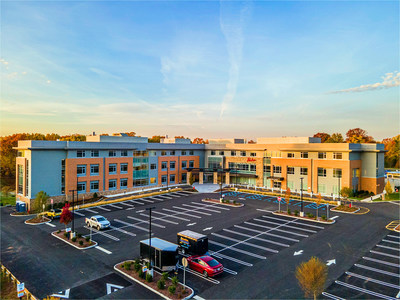 Exterior view of the 78,000 square foot, state-of-the-art expansion of Parker's skilled nursing care and post-acute rehabilitation community. Parker at Somerset is located on Dellwood Lane.