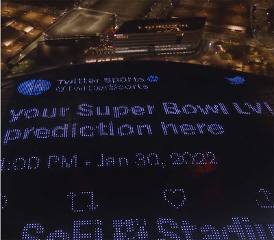SACO lights up the special activation by Twitter Inc on SOFI Stadium roof (CNW Group/SACO Technologies Inc.)