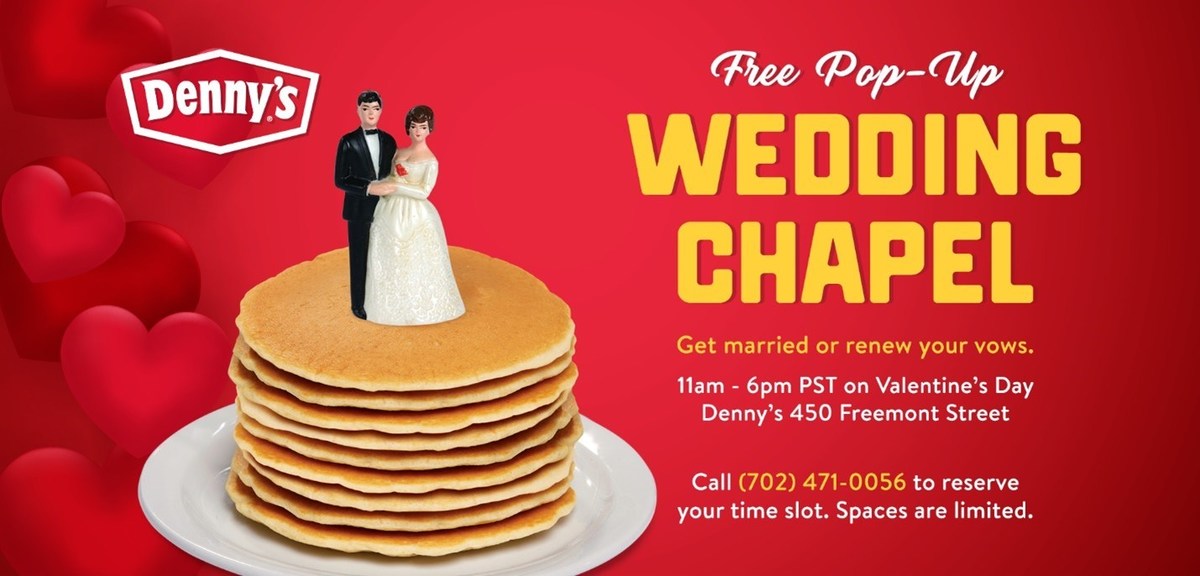 Las Vegas Wedding Chapels include Denny's on Valentine's Day