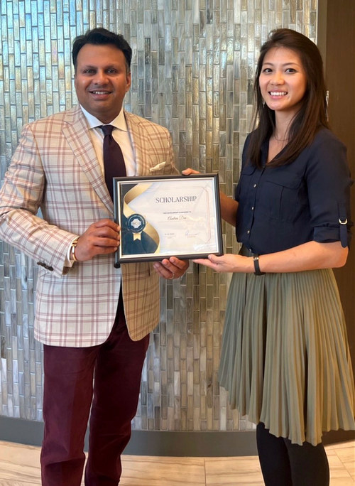 Houston plastic surgeon Dr. Bob Basu awarded the first annual Advancing Care Scholarship for Adult Learners to Andrea Dai, a nursing student at Concordia University of Texas.