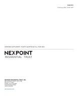 NEXPOINT RESIDENTIAL TRUST, INC. REPORTS FOURTH QUARTER AND FULL YEAR 2021 RESULTS