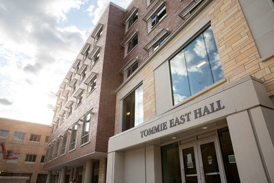 A view of the Tommie East Residence Hall on the University of St. Thomas' St. Paul campus. In honor of a $15-million gift that will help cover room and board expenses for approximately 25-30 first- and second-year students annually, Tommie East  will be renamed Mary and Gene Frey Hall, with a public dedication to be held May 11.