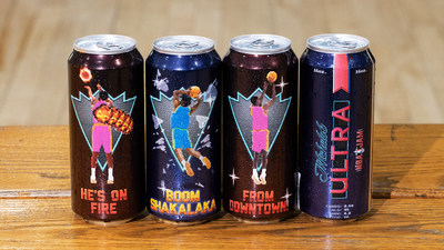 NBA JAM-inspired, limited-edition cans featuring iconic catch phrases and images from the game will be available only in Cleveland during NBA All-Star 2022. (PRNewsfoto/Michelob ULTRA)