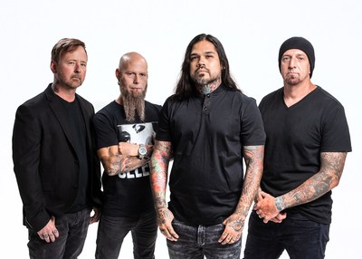 Drowning Pool, pictured left to right, are Stevie Benton, Bassist and Founding Member; C.J. Pierce, Guitarist and Founding Member; Jasen Moreno, Lead Singer (joined 2012); and Mike Luce, Drummer and Founding Member.