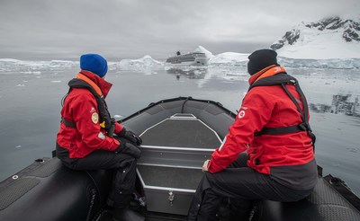 Guests shown in a zodiac on one of Viking’s first expeditions to Antarctica. Viking will offer a variety of ways for guests to experience their destination at no extra charge. Expedition equipment available for guests on Viking Octantis includes a fleet of military pro zodiacs designed for professional use; a fleet of two-seater polar-tested kayaks; and two 12-seater convertible Special Operations Boats. For more information, visit www.viking.com.