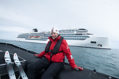 Viking Octantis will spend the Austral summer in Antarctica, before traveling north to be named in April 2022 in New York City by her ceremonial godmother, Liv Arnesen, the world-renowned Norwegian explorer and educator, pictured here in front of the ship in Antarctica. For more information, visit www.viking.com.