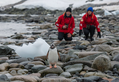 Guests shown birdwatching during Viking Octantis’ first season in Antarctica. Thirty-six experts accompany each journey as part of the Viking Expedition Team, including an Expedition Leader and support staff, photographer, field research scientists, general naturalists, mountain guides, kayak guides, submarine pilots and specialists (ornithology, geology, higher predator biology and history). For more information, visit www.viking.com.