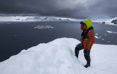 A guest enjoying the scenery while on one of Viking’s first expeditions to Antarctica.  Guests can assist in fieldwork or interact through experiential activities during landings– such as monitoring birds to help identify migratory patterns; accompanying scientists to collect samples; or taking their cameras ashore alongside a professional photographer to learn how best to capture scenic landscapes. For more information, visit www.viking.com.