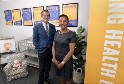 Ontario International Airport and UCR Health, the clinical arm of the UCR School of Medicine, have teamed up to provide a welcoming and private environment for mothers to nurse their babies when flying through ONT. From left: Dr. Donald Larsen, UCR Health Chief Executive Officer, and Dr. Deborah Deas, Vice Chancellor for Health Sciences.