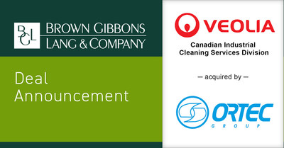 Brown Gibbons Lang & Company (BGL) is pleased to announce that its Environmental & Industrial Services investment banking team served as financial advisor to Veolia for the divestment of the Canadian Industrial Cleaning Division (the Division) to Ortec Group (Ortec), a French-based international multiservice group of engineering, industrial, environmental, and construction solutions. The acquisition provides Ortec a first North American foothold for its global industrial cleaning operations.
