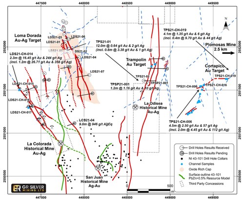 Figure 1: Geological Map of the Trampolín and Corta Pico Vein Systems (CNW Group/GR Silver Mining Ltd.)