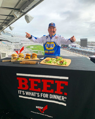 Celebrity chef Josh Capon showcasing Shaved Filet Mignon Lettuce Cups, Southwestern Sliders, and Bacon & Onion Jam Sliders to TV and radio stations across the country at the Beef. It's What's For Dinner.® 300.