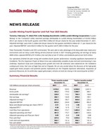 Lundin Mining Fourth Quarter and Full Year 2021 Results (CNW Group/Lundin Mining Corporation)