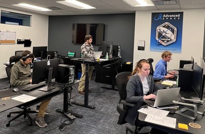 Advanced Space team (front L to R), Lauren De Moudt, Andrew Koehler, (Back L to R) Ethan Kayser and Brian Peters, perform simulation tests for CAPSTONE mission during an Operational Readiness Test (ORT).
Credit: Advanced Space