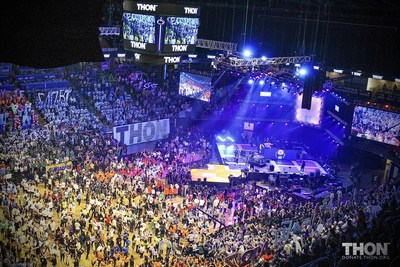 In its 50th year, THON™, the world's largest student-run philanthropy committed to fighting childhood cancer, raised more than $200 million cumulatively to help families going through childhood cancer (Credit: Penn State THON).