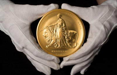 The Royal Mint’s 1 kilo, solid gold Una and the Lion trial pattern piece up for auction on 6th March