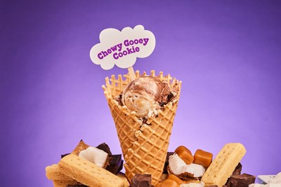 New Chewy Gooey Cookie is now available in a caramel-lined waffle cone at Ben & Jerry's Scoop Shops across the country.