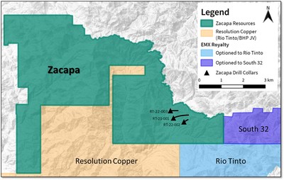 Figure 1 – Location map of the Red Top project displaying Zacapa’s expanded land position, which was increased 134% to 33.9 km2 through new staking (CNW Group/Zacapa Resources)