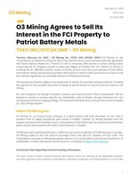 Download Press Release (CNW Group/O3 Mining Inc.)