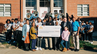 The historic Shaw University's Platinum Sound Marching Band receives a surprise $100,000 contribution from McDonald's USA and its local Owner/Operators to fund new equipment, uniforms and essentials.