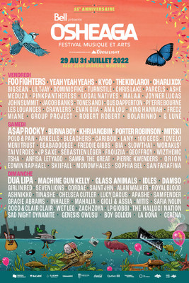 OSHEAGA 2022 Official line-up (CNW Group/OSHEAGA | Communications)