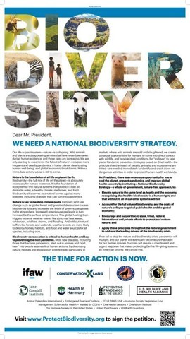 New York Times Letter Calling for a National Biodiversity Strategy
