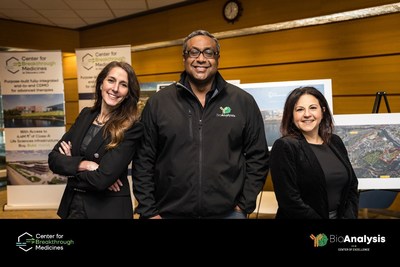 L to R: Audrey Greenberg, Co-Founder Center for Breakthrough Medicines; Lake Paul, PhD, Founder and President BioAnalysis; Dana Cipriano, Senior Vice President of Testing and Analytical Services, Center for Breakthrough Medicines.