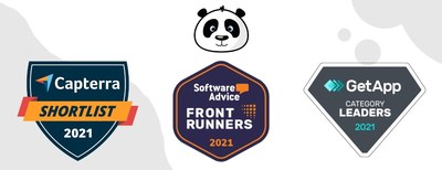Capterra Shortlist badge, the Software Advice Front Runners badge, and the GetApp Category Leaders badge (CNW Group/Wishpond Technologies Ltd.)