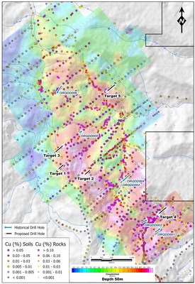 Figure 1: Plan map of Orquideas with planned holes and previous drilling (CNW Group/Luminex Resources Corp.)