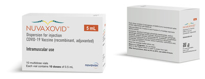 A carton of Nuvaxovid™ COVID-19 Vaccine (recombinant, adjuvanted), the first protein-based COVID-19 vaccine available in the European Union