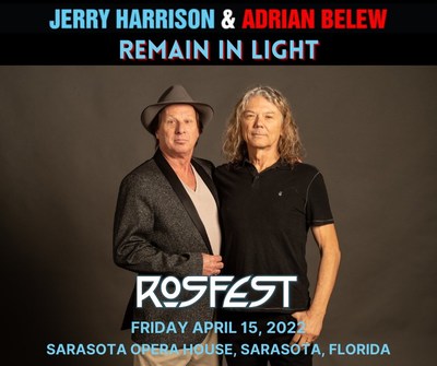 Jerry Harrison (right) and Adrian Belew (left) will play music from the iconic Talking Heads album, Remain in Light, on April 15 as part of RoSFest being held at the Sarasota Opera House.