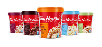 Tim Hortons brings its iconic flavours to the ice cream aisle with the launch of its rich and premium quality Tim Hortons Ice Cream, made in Canada with 100% Canadian dairy. (CNW Group/Tim Hortons)