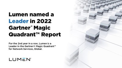 Lumen named a Leader in the 2022 Gartner® Magic Quadrant™ for Network Services, Global. (PRNewsfoto/Lumen Technologies)