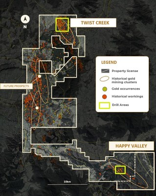 Figure 1. Regional Plan of the Myrtleford Project (EL6724) showing priority drill areas (CNW Group/E79 Resources Corp.)